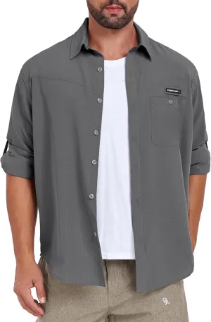 Little Donkey Andy Men's UPF 50 UV Protection Shirt, Breathable Long Sleeve Fishing Hiking Shirts, Quick Dry