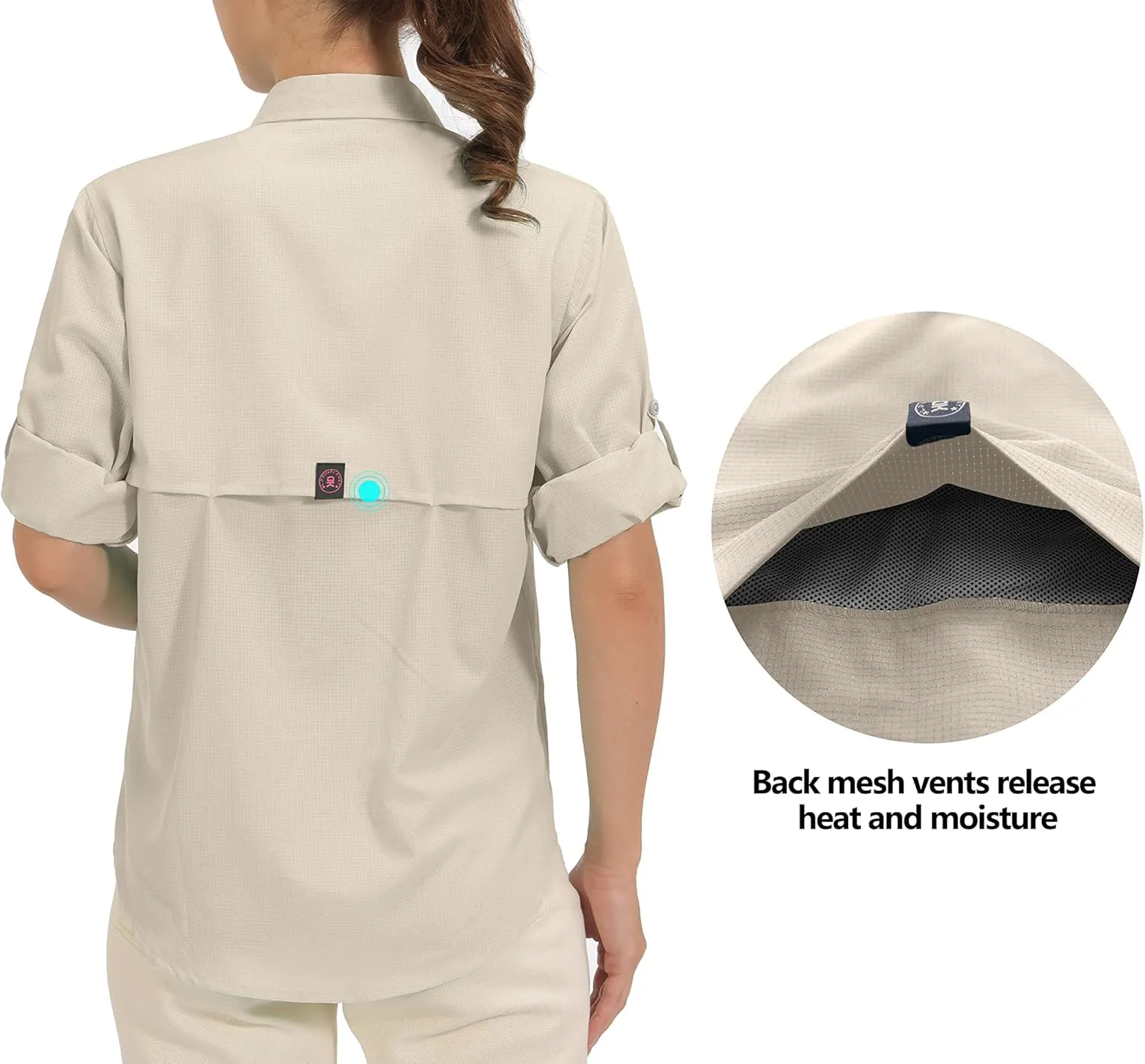 Little Donkey Andy Women's UPF 50 UV Protection Shirt, Breathable Long Sleeve Fishing Hiking Shirts, Quick Dry