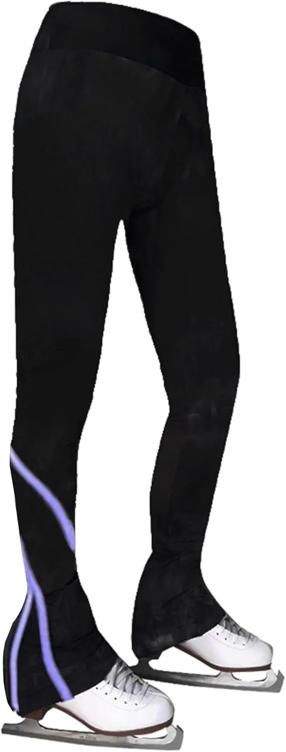 LIUHUO Ice Skating Pants Girls Women's Figure Skating Trousers Black Spin Fleece Breathable Skating Leggings Children