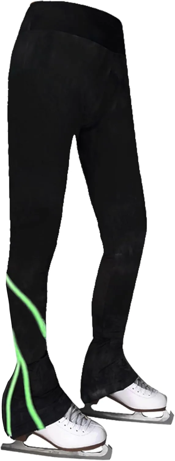 LIUHUO Ice Skating Pants Girls Women's Figure Skating Trousers Black Spin Fleece Breathable Skating Leggings Children