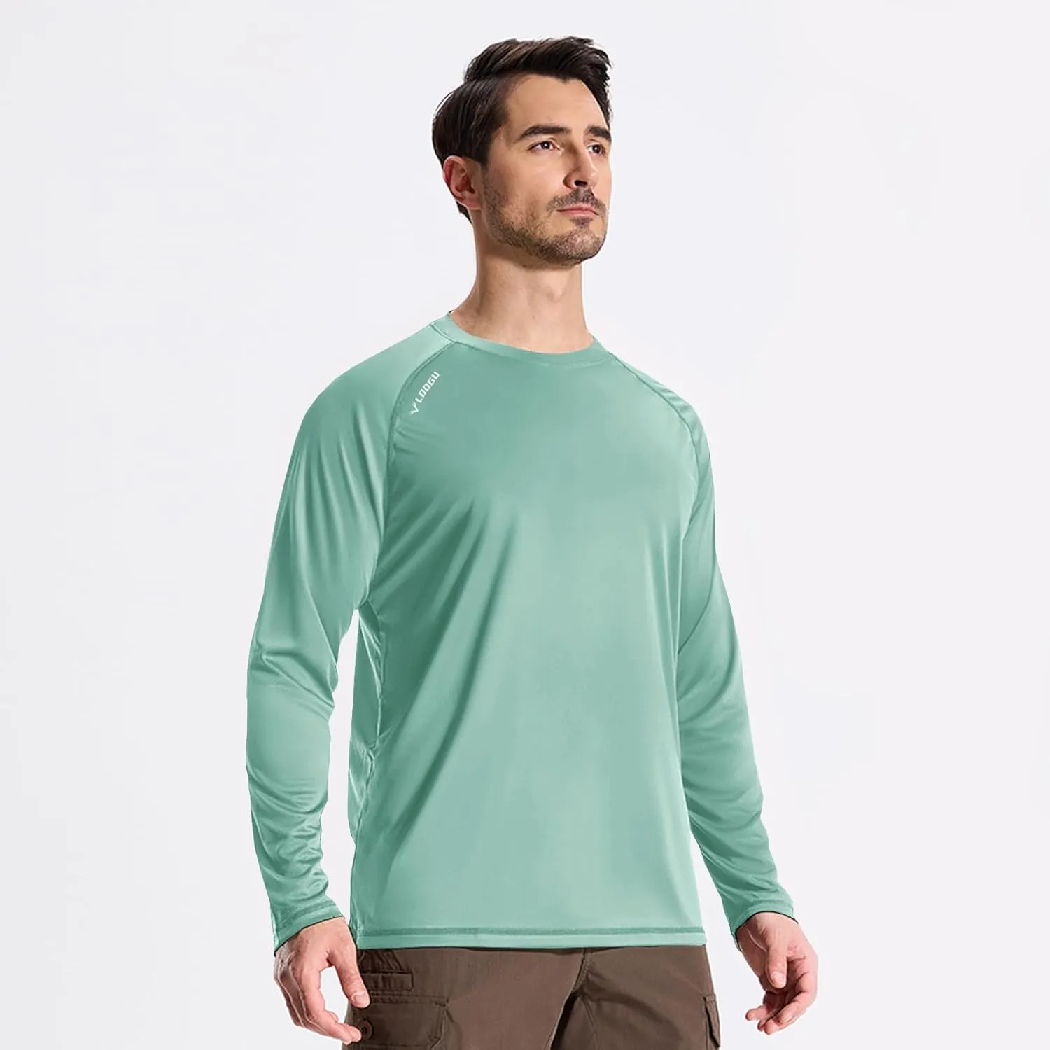 LOOGU Men's UPF 50  UV Sun Protection SPF Rash Guard Lightweight Long Sleeve Shirts Outdoor for Fishing Hiking Swimming