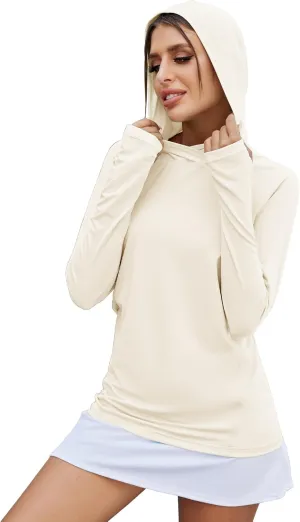 LUYAA Women's UPF 50  Sun Protection Hoodie Breathable Stretch Hiking Shirts Long Sleeve for Running Outdoor Workout