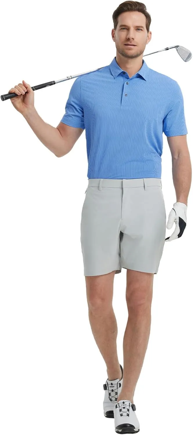 M MAELREG Mens Polo Shirts Short Sleeve Quick Dry Moisture Wicking Athletic Performance Jacquard Collared Golf Shirt for Men