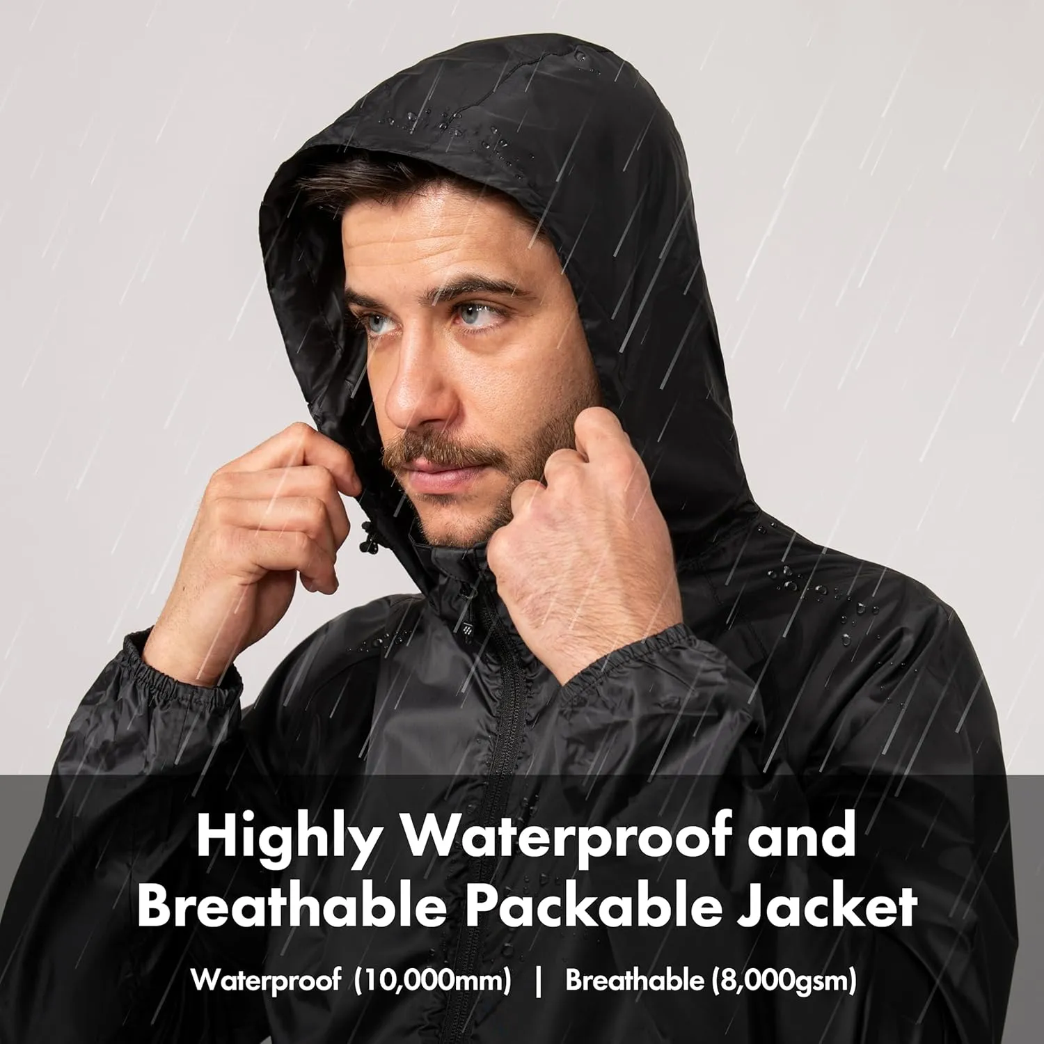 Mac in a Sac Men's Packable Rain Jacket - Origin - Lightweight Waterproof and Breathable Raincoat with Hood
