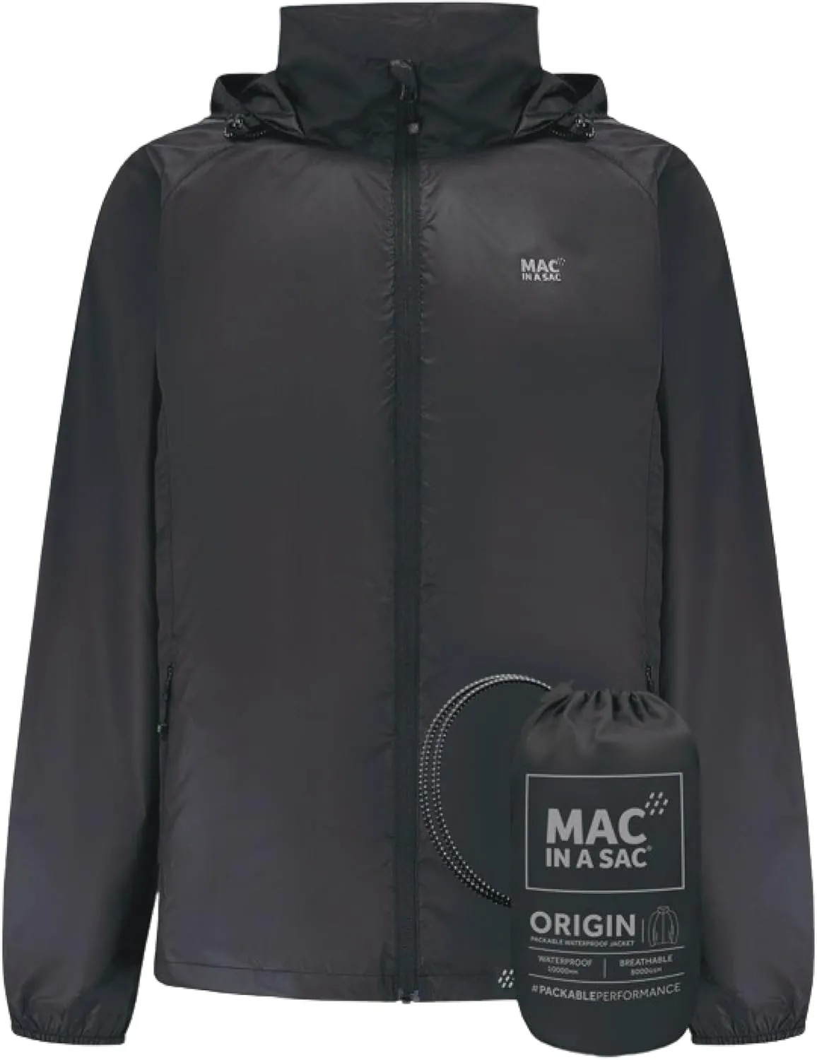Mac in a Sac Men's Packable Rain Jacket - Origin - Lightweight Waterproof and Breathable Raincoat with Hood
