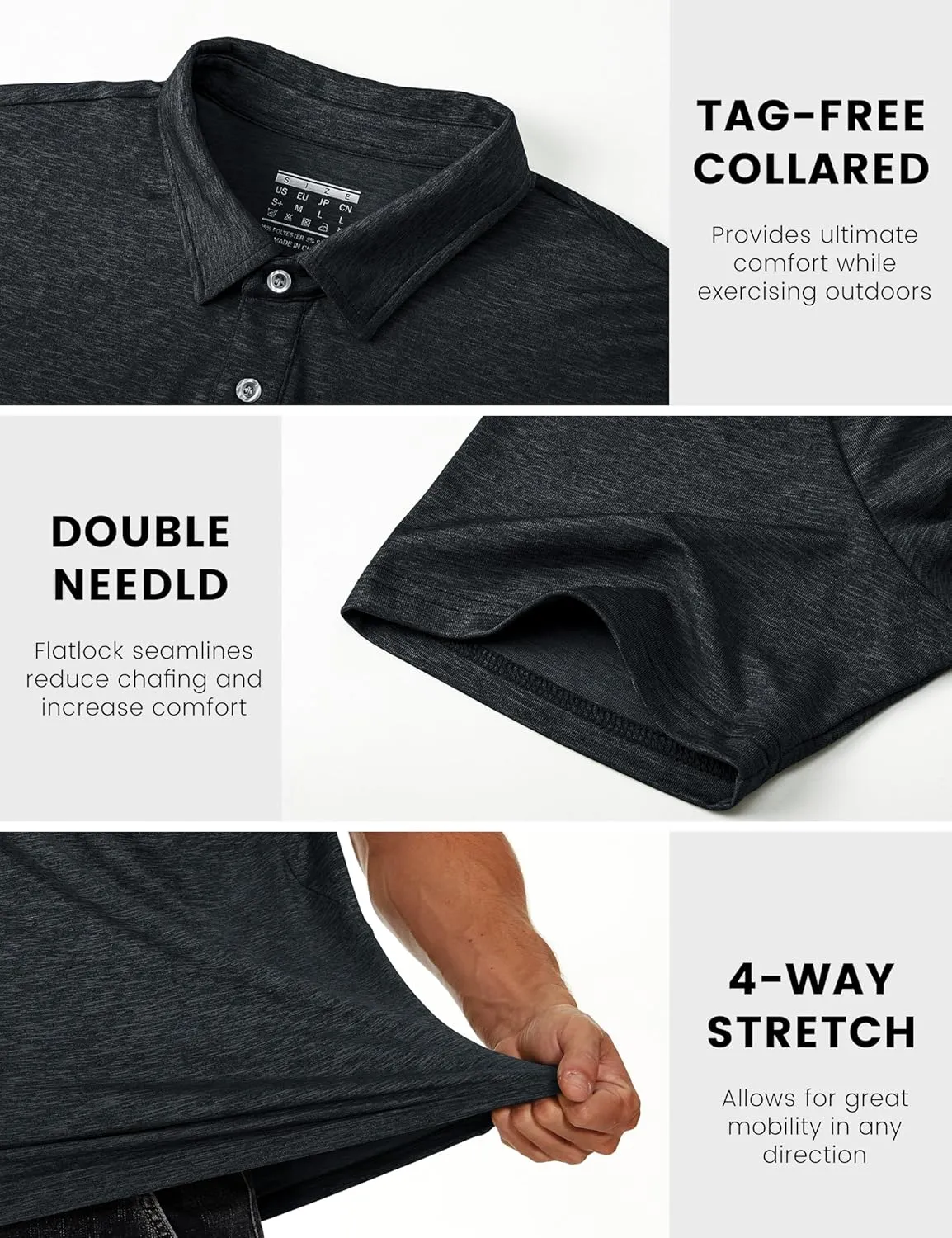 MAGCOMSEN Men's Short-Sleeve Polo,Golf Shirts for Men 3-Button Moisture Wicking,Athletic Outdoor Collared T-Shirt