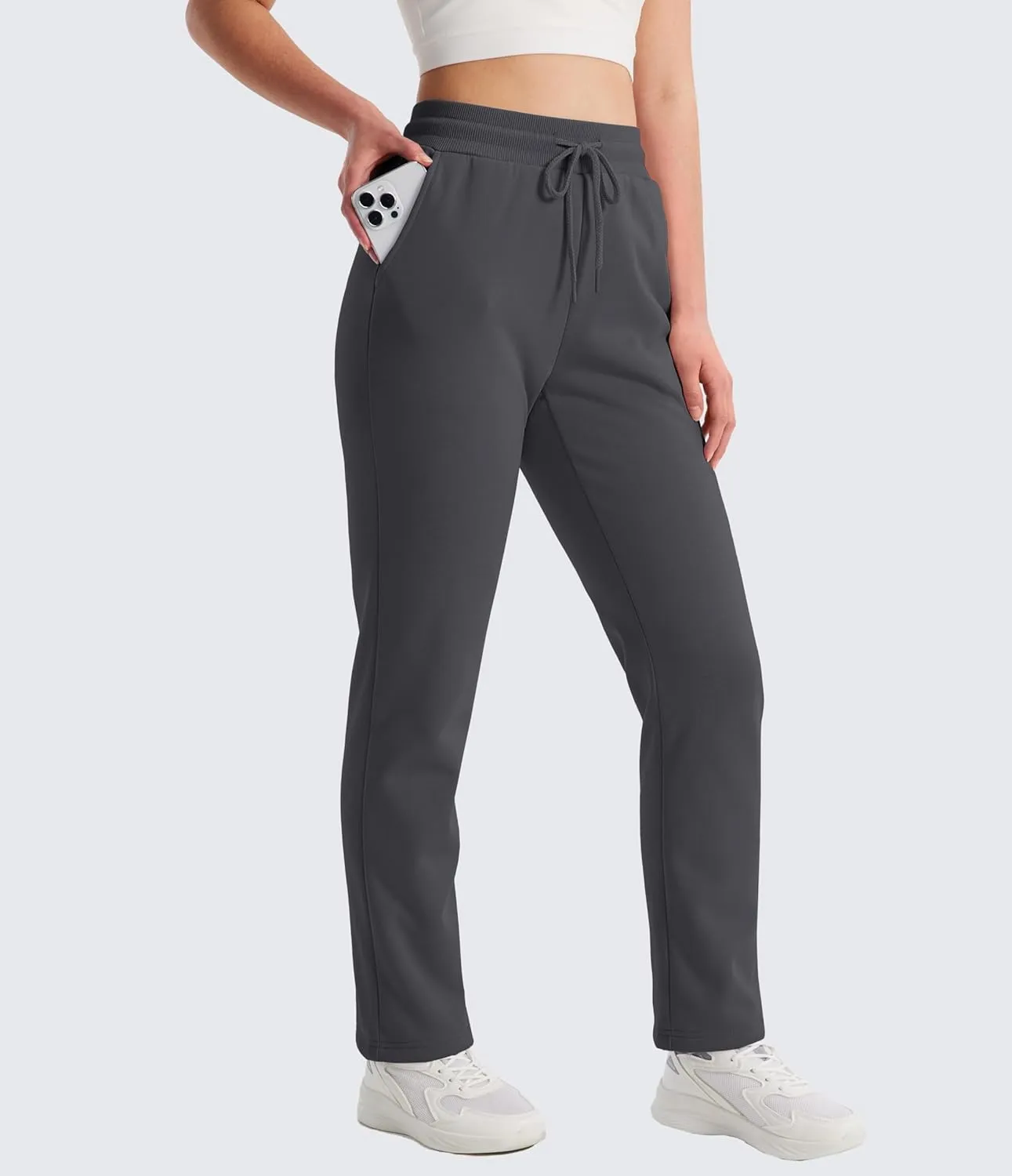 MAGCOMSEN Women's Sherpa Lined Sweatpants Winter Warm Fleece Pants Water Resistant Thermal Pants for Lounge Outdoor Snow