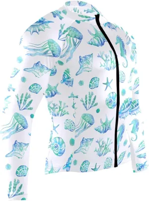 Marine Tropical Seashells Men's Cycling Jersey Moisture Wicking and Breathable Quick Dry with 3 Rear Pockets