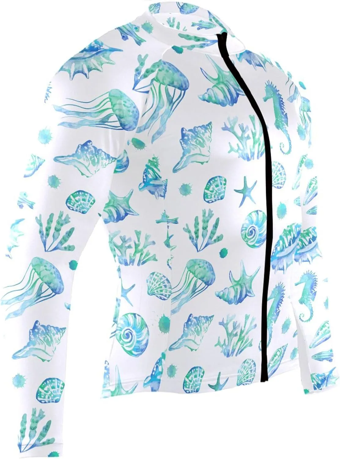 Marine Tropical Seashells Men's Cycling Jersey Moisture Wicking and Breathable Quick Dry with 3 Rear Pockets
