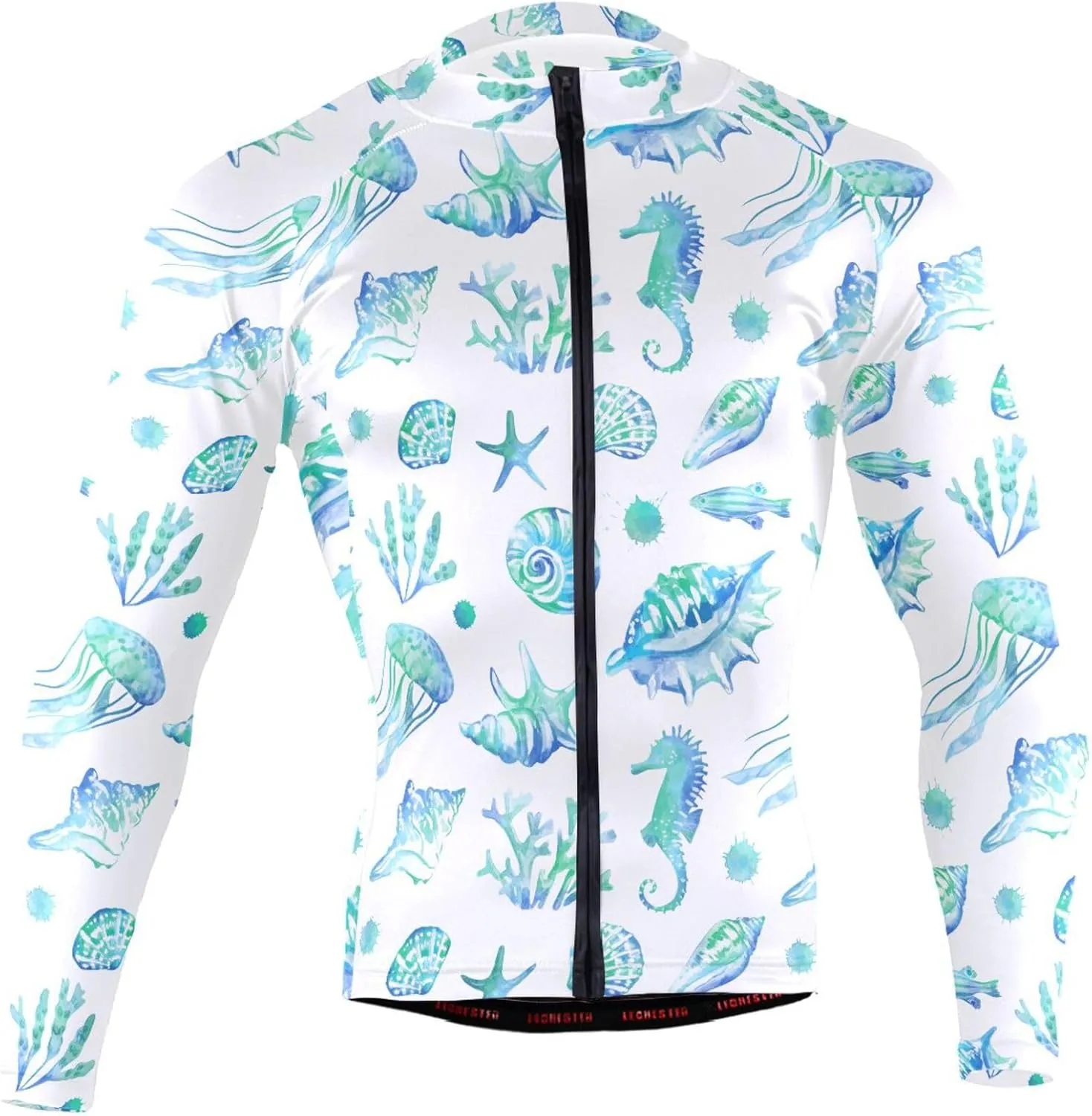Marine Tropical Seashells Men's Cycling Jersey Moisture Wicking and Breathable Quick Dry with 3 Rear Pockets