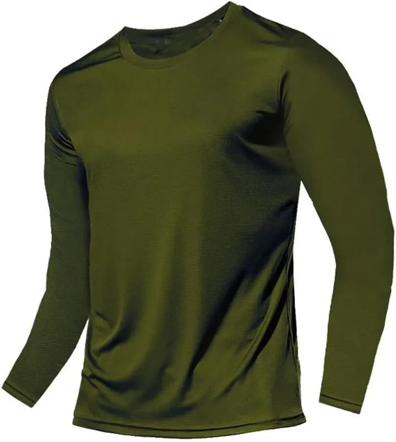 Men Summer Ice Silk Long Sleeve T-Shirt Quick Dry Breathable Outdoor Sun Protection Running Outer Wear