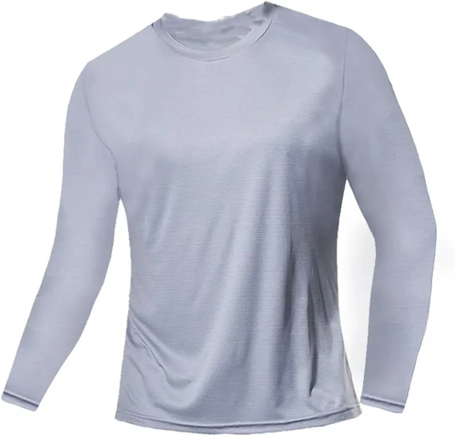 Men Summer Ice Silk Long Sleeve T-Shirt Quick Dry Breathable Outdoor Sun Protection Running Outer Wear