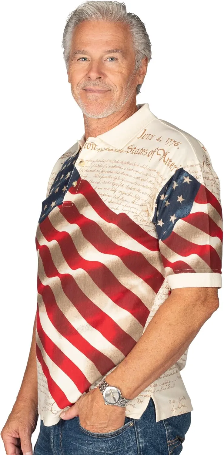 Men's American Flag Golf Shirt | USA 4th of July Golf Shirts for Men