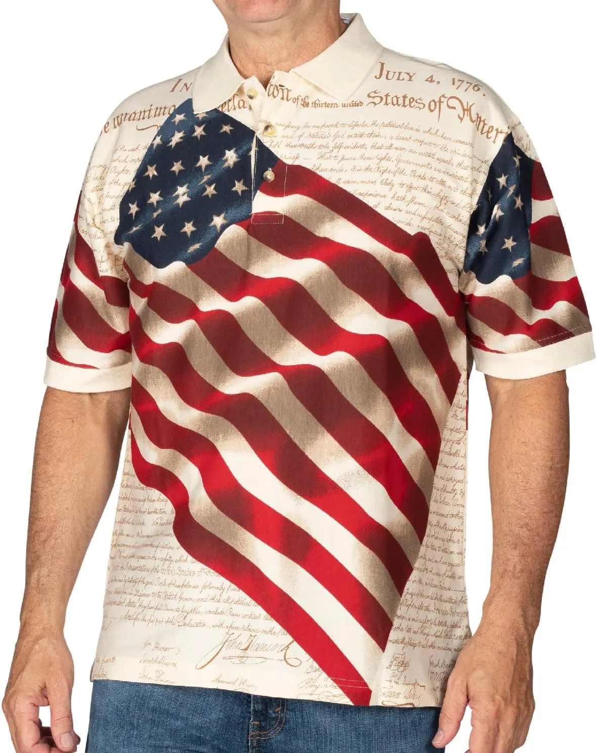 Men's American Flag Golf Shirt | USA 4th of July Golf Shirts for Men