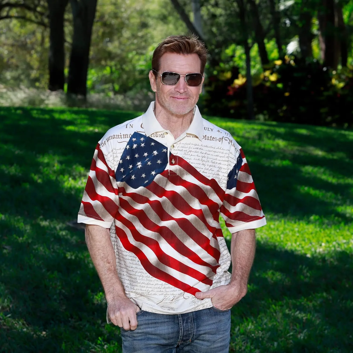 Men's American Flag Golf Shirt | USA 4th of July Golf Shirts for Men