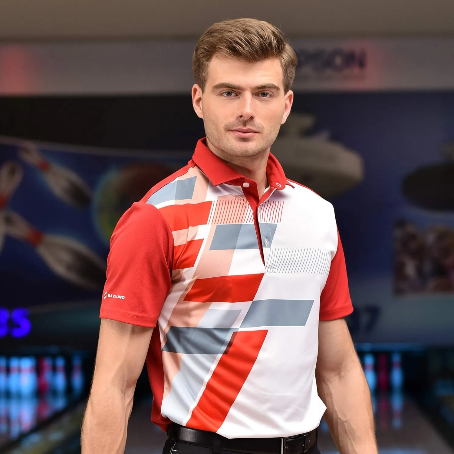 Men's Bowling Polo Shirts Material Wicks Sweat & Dries Fast, Size S-6XL