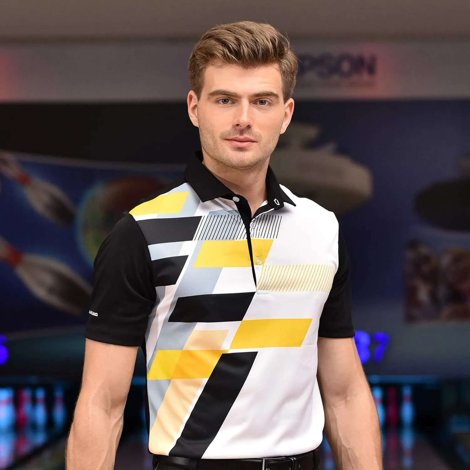 Men's Bowling Polo Shirts Material Wicks Sweat & Dries Fast, Size S-6XL