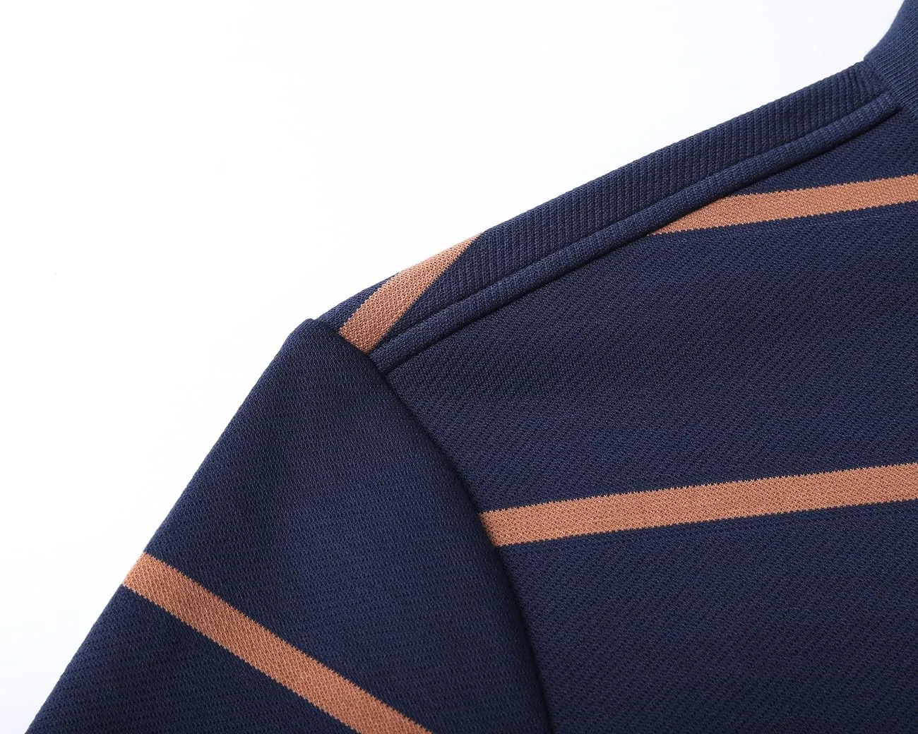 Mens Casual Button Up Striped Long Sleeve Collared T Shirt Polo Shirts