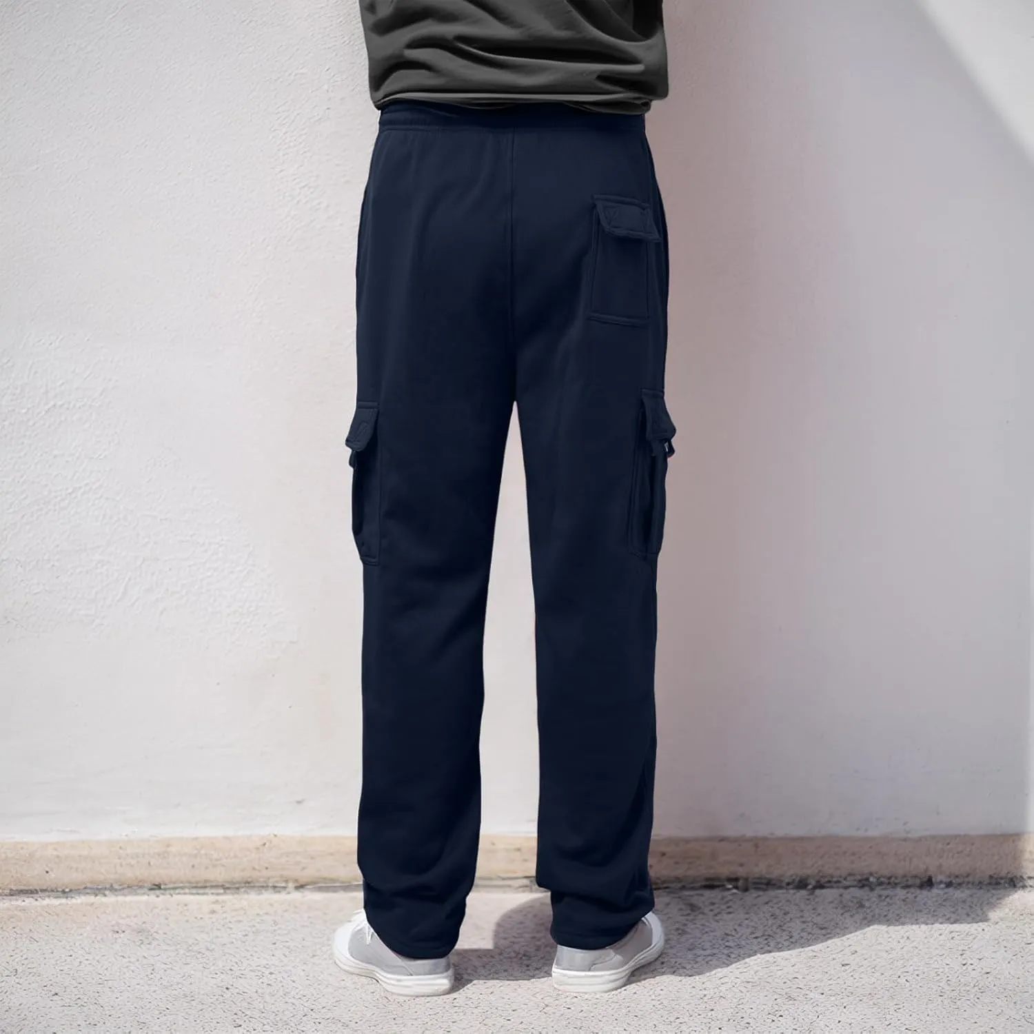 Men's Casual Cotton Linen Pants Sweatpants with Pockets Solid Color Loose Straight Legs Trousers Hiking Joggers