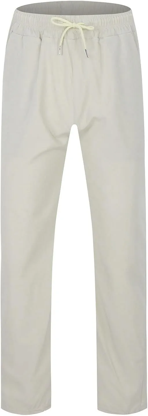 Mens Casual Pants Elastic Waist Drawstring Straight Wide Leg Sweatpants Baggy Lightweight Summer Breathable Athletic Pants