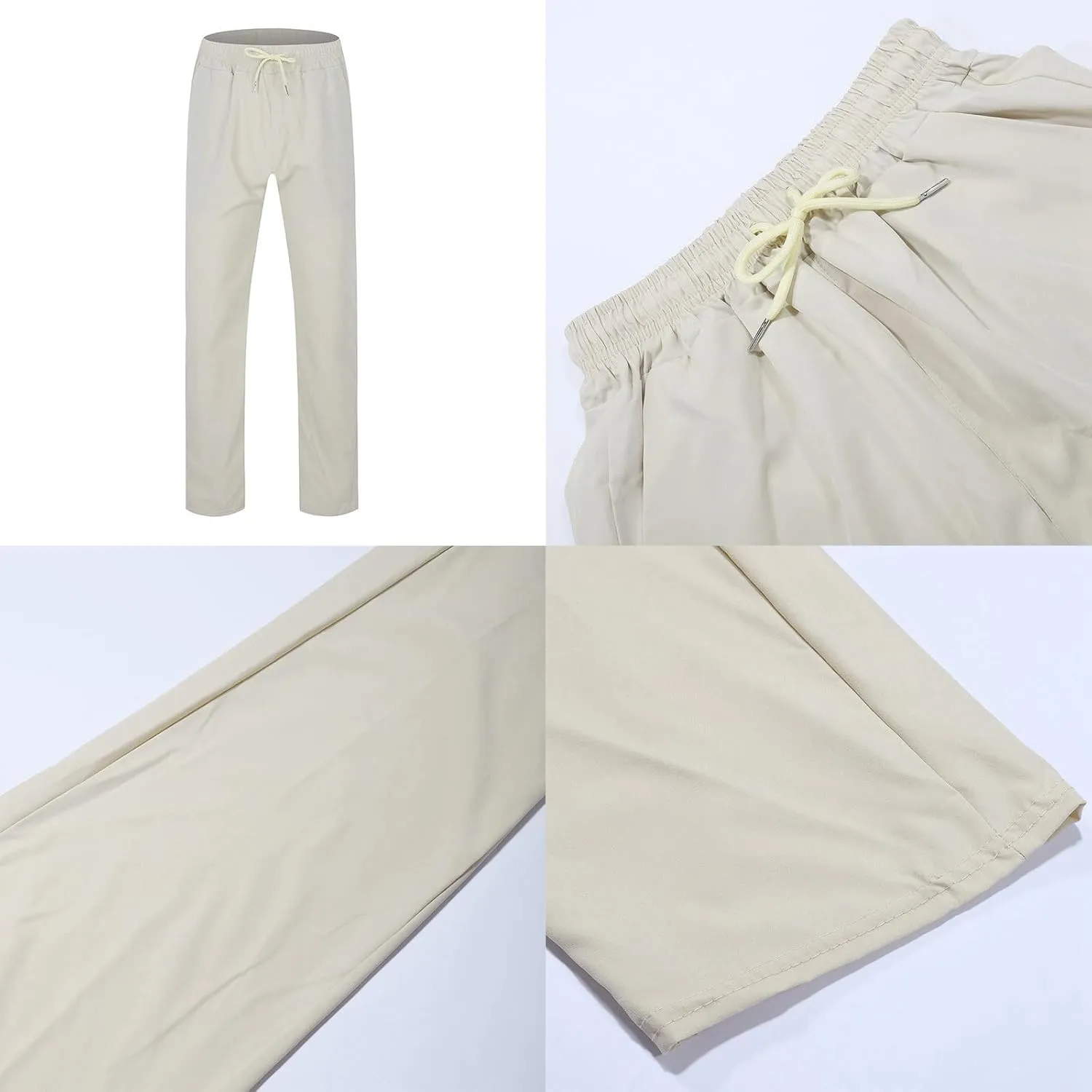 Mens Casual Pants Elastic Waist Drawstring Straight Wide Leg Sweatpants Baggy Lightweight Summer Breathable Athletic Pants