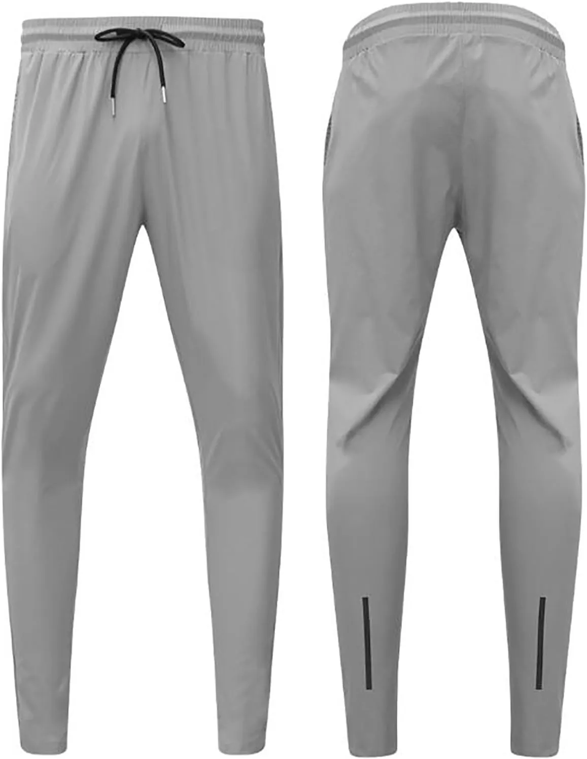 Mens Casual Pants Slim Elastic Waist Drawstring Pants Lightweight Tapered Yoga Trousers Comfy Breathable Summer Beach Pants