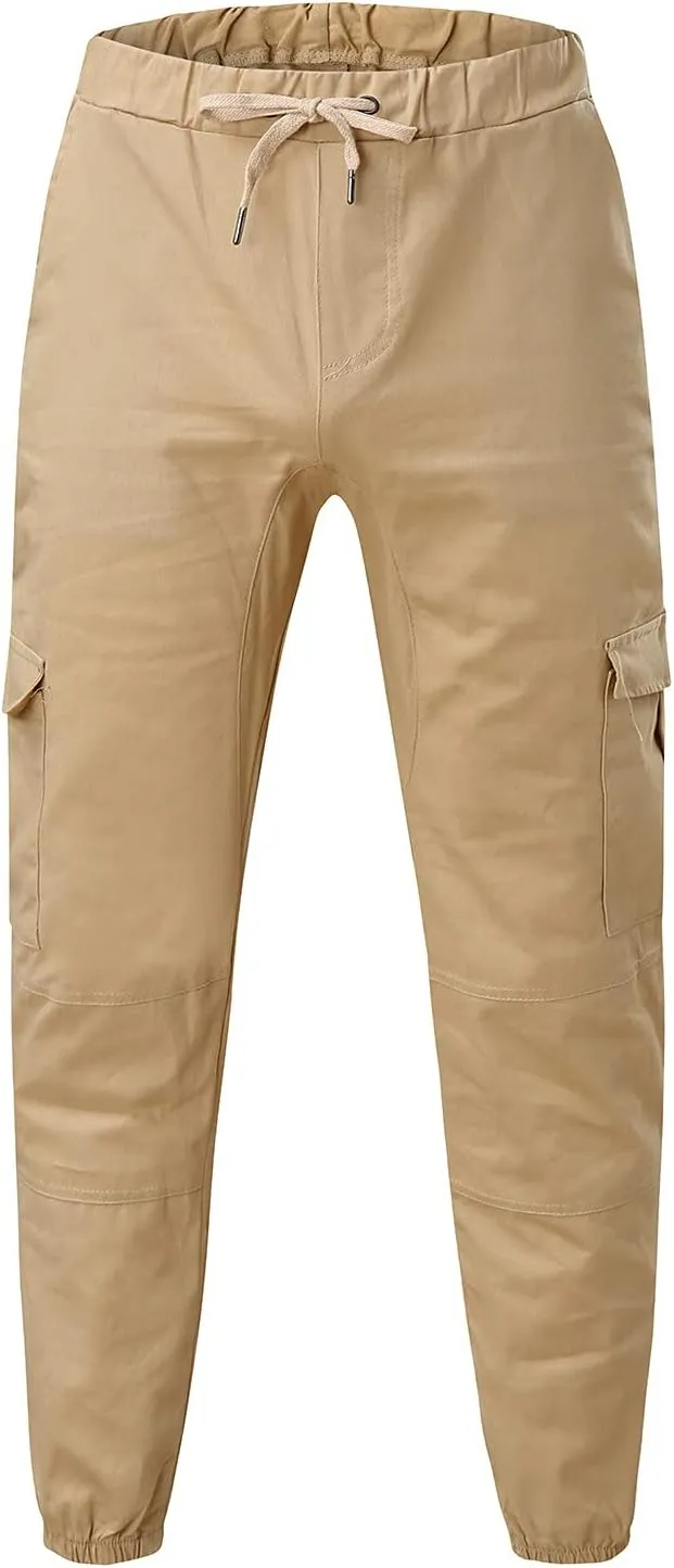 Men's Casual Solid Color Sweatpants Multi Pockets Pants Hiking Athletic Trousers Outdoor Wearing Pants with Pockets