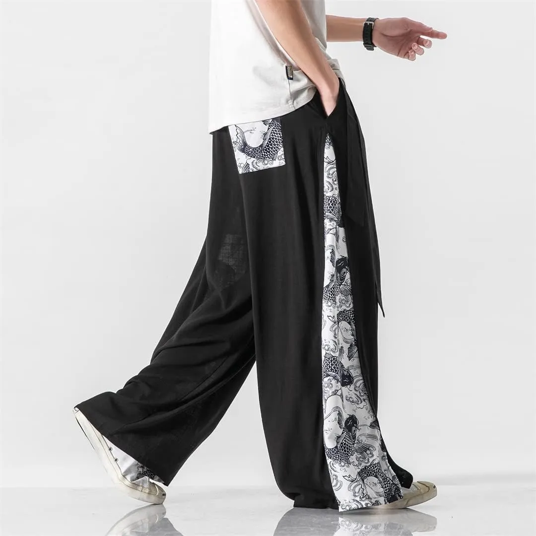 Mens Chinese Style Patchwork Vintage Man Leisure Trousers Harem Pants
