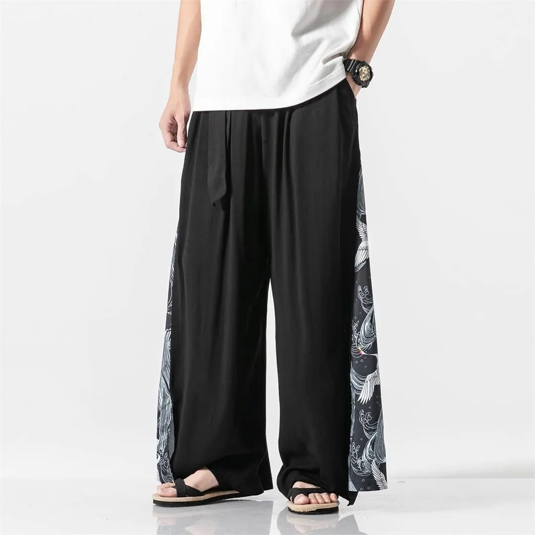 Mens Chinese Style Patchwork Vintage Man Leisure Trousers Harem Pants