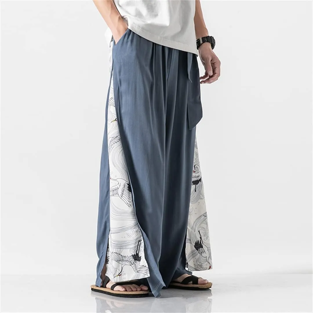 Mens Chinese Style Patchwork Vintage Man Leisure Trousers Harem Pants