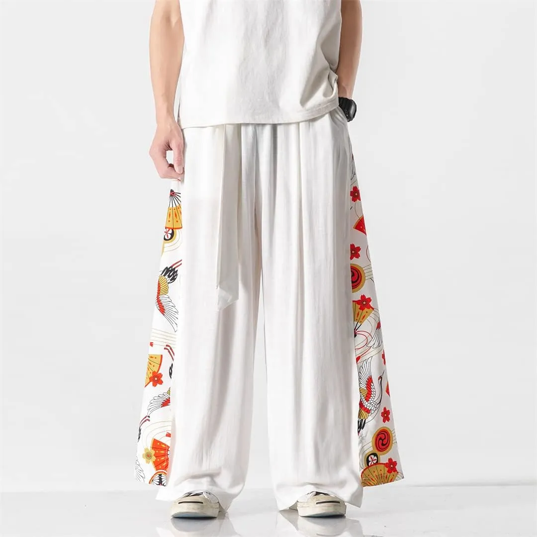 Mens Chinese Style Patchwork Vintage Man Leisure Trousers Harem Pants