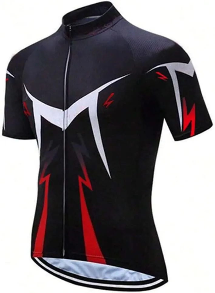 Men's Cycling Bike Jersey Short Sleeve with 3 Rear Pockets Moisture Wicking Breathable Quick Dry Biking Shirt