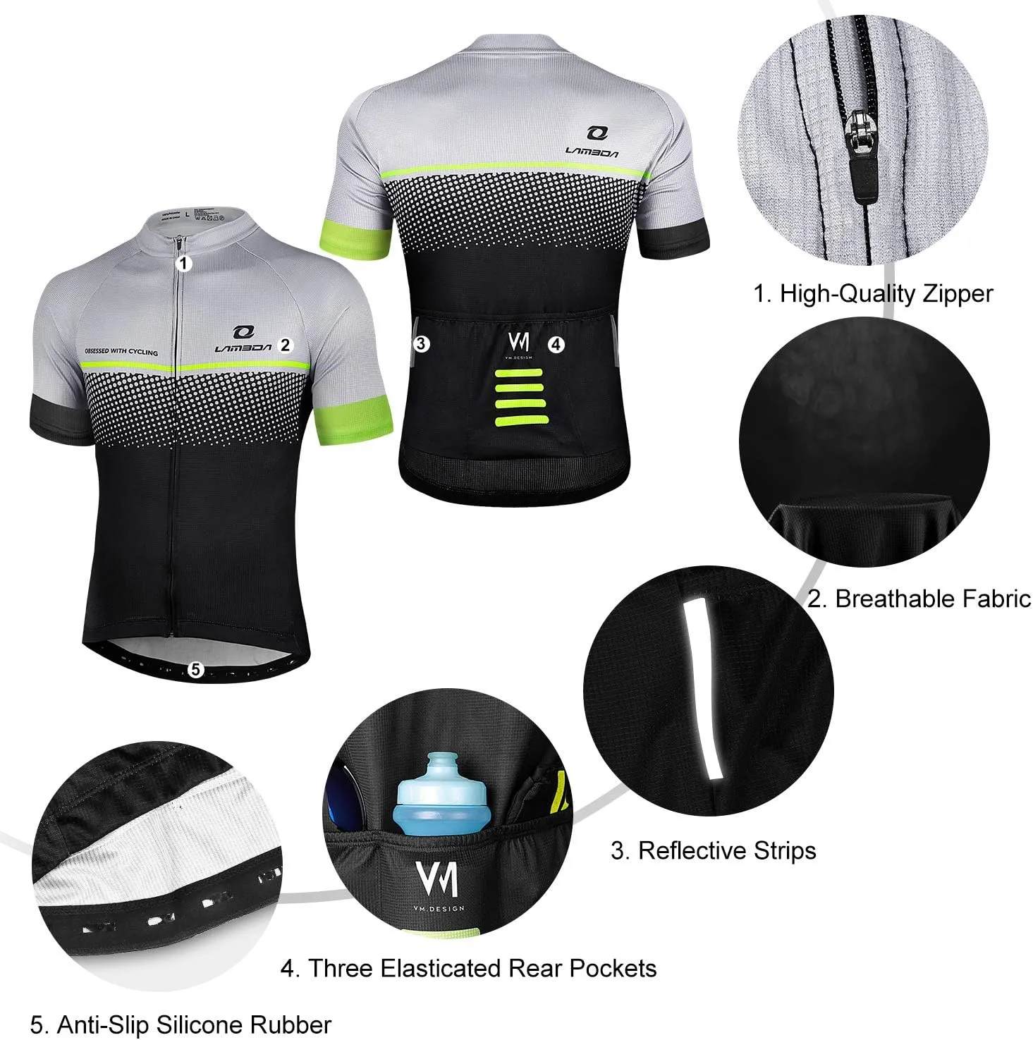Men's Cycling Jersey Breathable Lightweight Bike Jersey Short Sleeve Quick Dry Moisture Wicking Biking Shirts