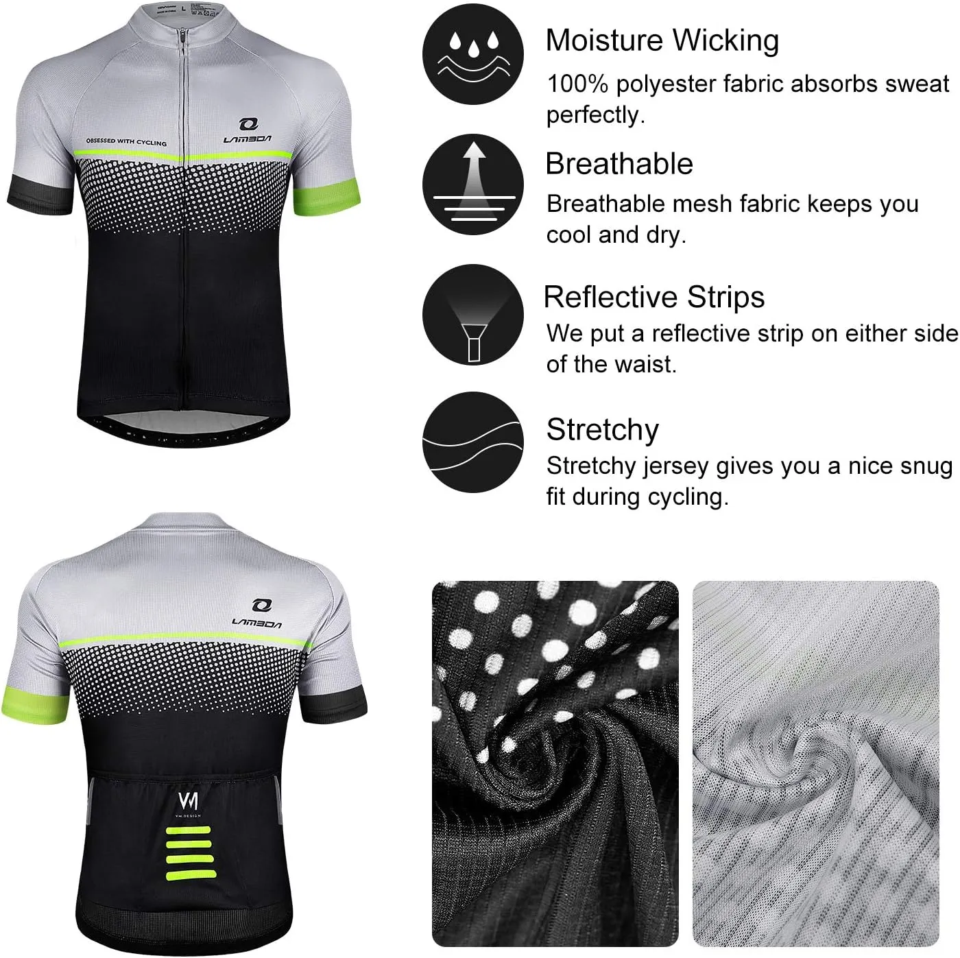 Men's Cycling Jersey Breathable Lightweight Bike Jersey Short Sleeve Quick Dry Moisture Wicking Biking Shirts