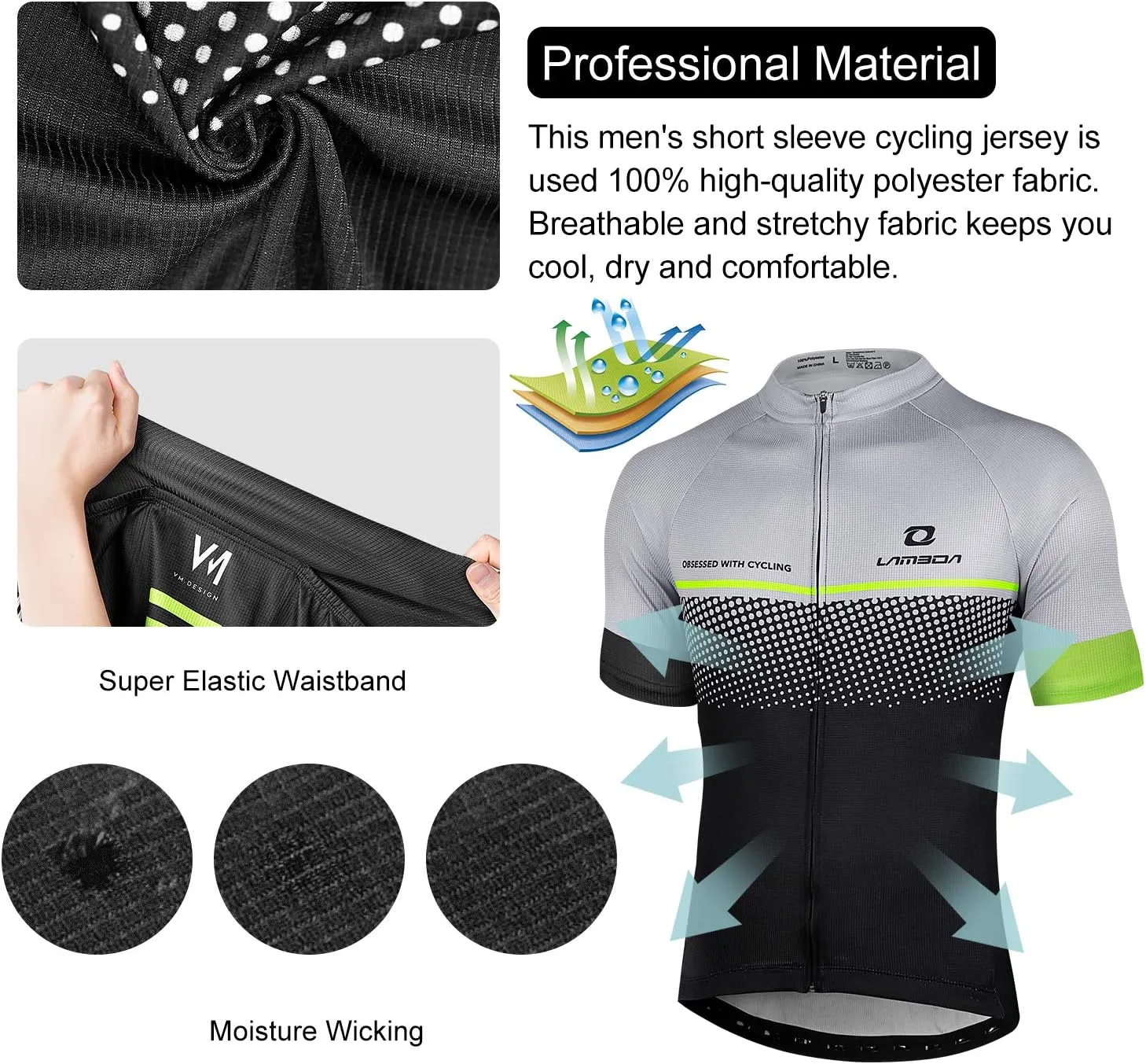 Men's Cycling Jersey Breathable Lightweight Bike Jersey Short Sleeve Quick Dry Moisture Wicking Biking Shirts