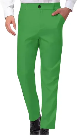 Mens Dress Pants Slim Fit Stretch Formal Pants for Men Golf Pants Wrinkle-Resistant Flat Front Chino Pant Classic