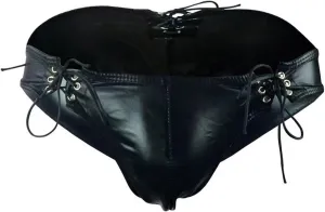 Mens Faux Leather Jockstrap Underwear Low Waist Breathable Athletic Supporter Jock Straps Hollow Male Underpants