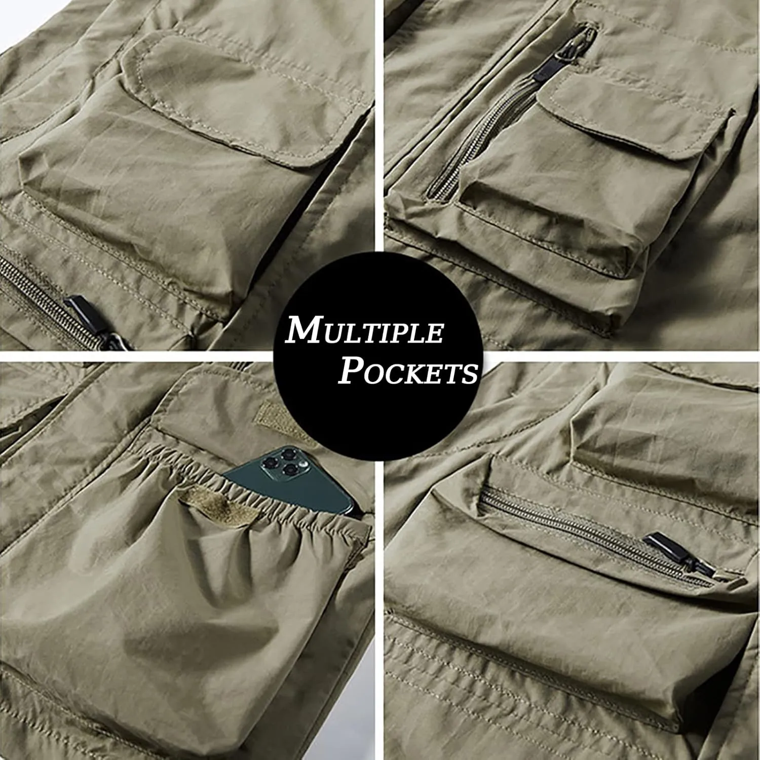 Men's Fishing Vest Casual Outdoor Multifunctional Mesh Photographer Jacket 8 Pockets Breathable Quick Dry Coat