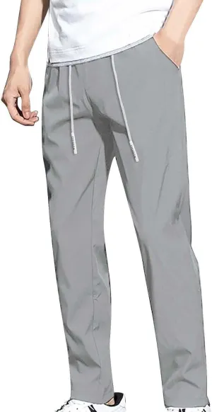 Mens Glide Pants Quick Dry Pull-On Stretch Pants Comfy Athletic Drawstring Lightweight Breathable Track Hiking Pants