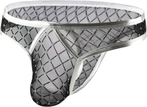 Men's Gold Diamond Mesh Thong T-Back Breathable Briefs Male Lingerie Sexy Pouch G-String Underwear