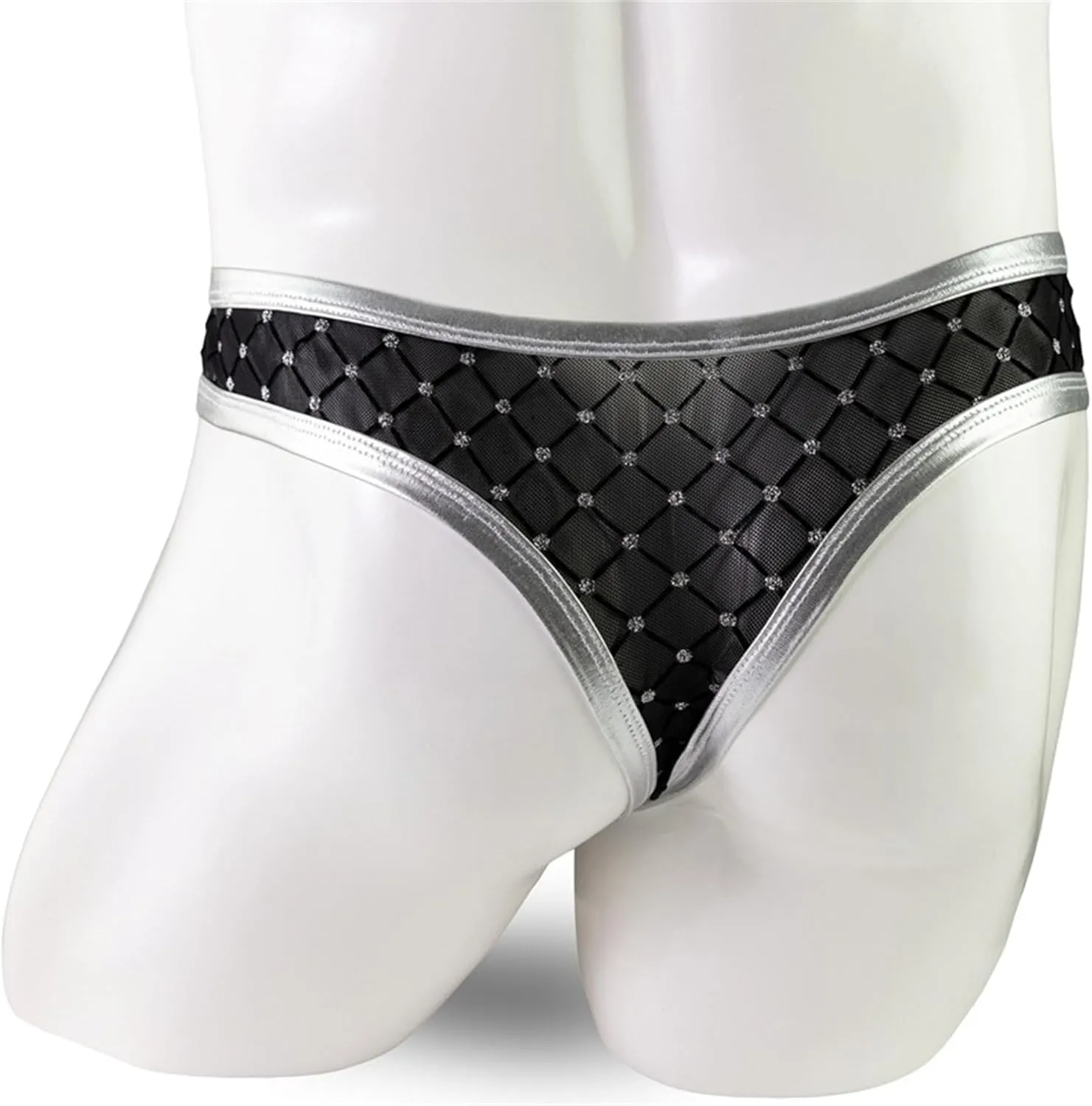 Men's Gold Diamond Mesh Thong T-Back Breathable Briefs Male Lingerie Sexy Pouch G-String Underwear