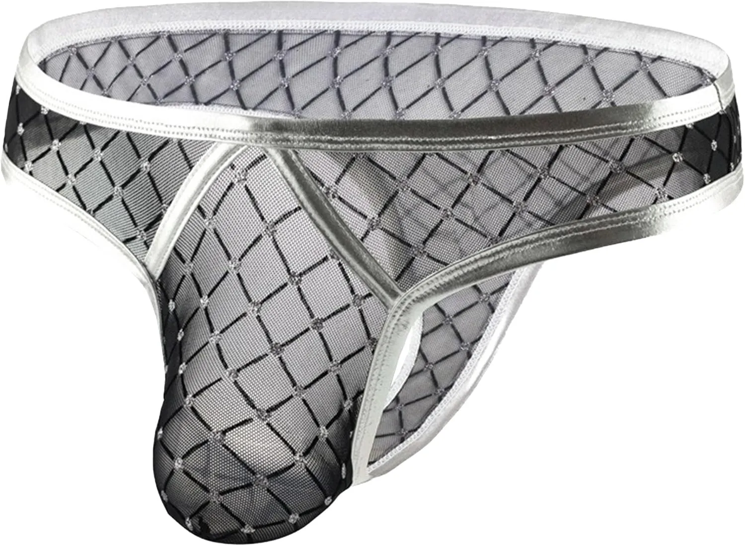 Men's Gold Diamond Mesh Thong T-Back Breathable Briefs Male Lingerie Sexy Pouch G-String Underwear