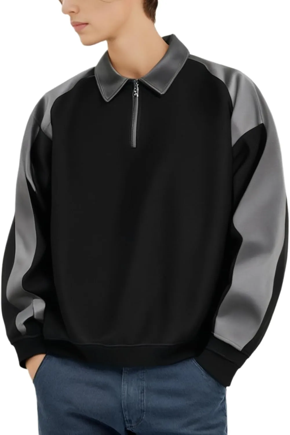 Men's Golf Polo Shirt Quick Dry Loose Casual Breathable Tennis Sweatshirt Long Sleeve Lapel Golf Polo Shirt
