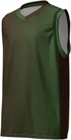 Men's Green Gradient Basketball Jersey Athletic Tank Top Streetwear Sports Shirt Breathable Quick Dry Workout