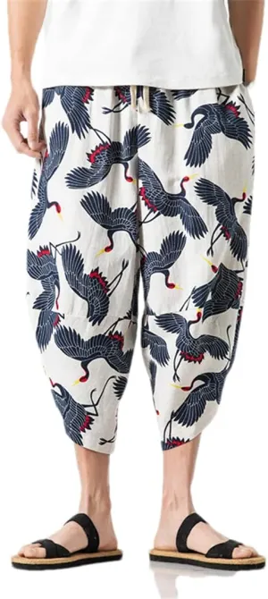 MenS Harem Pants Oversize Casual Printing Streetwear Jogging Trousers Drawstring Sweatpants