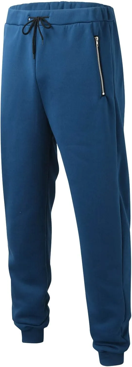 Men's Jogger Pants Slim Fit Elastic Waist Zipper Pockets Lightweight Drawstring Casual Daily Workout Athletic