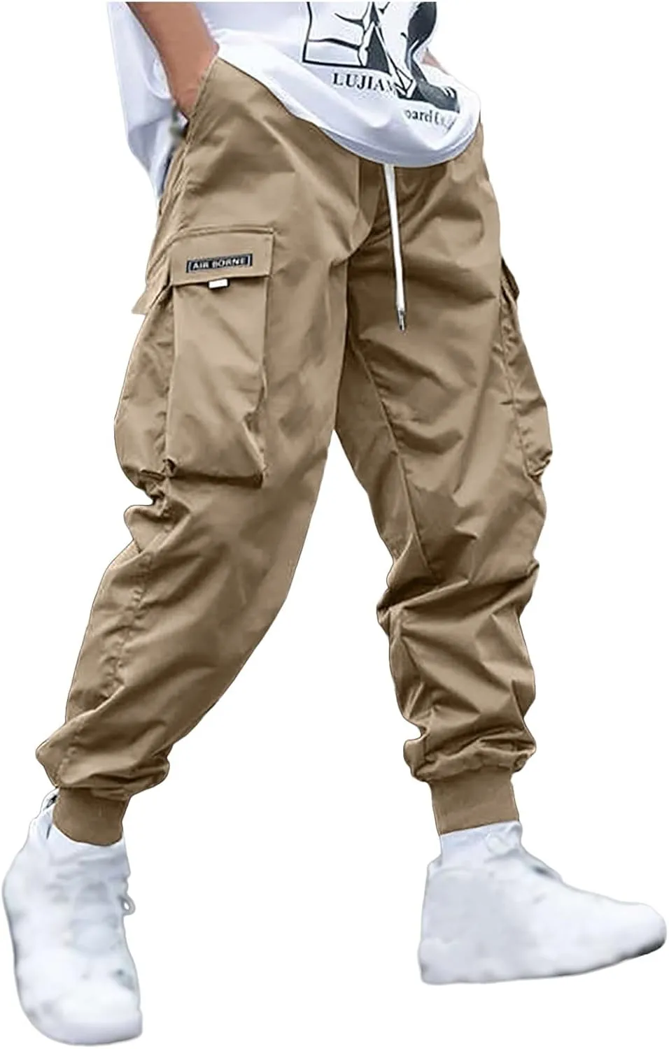 Men's Joggers Pants Casual Baggy Cotton Drawstring Tapered Sweatpants Cargo Hippie Loose Fit Trousers with Pockets