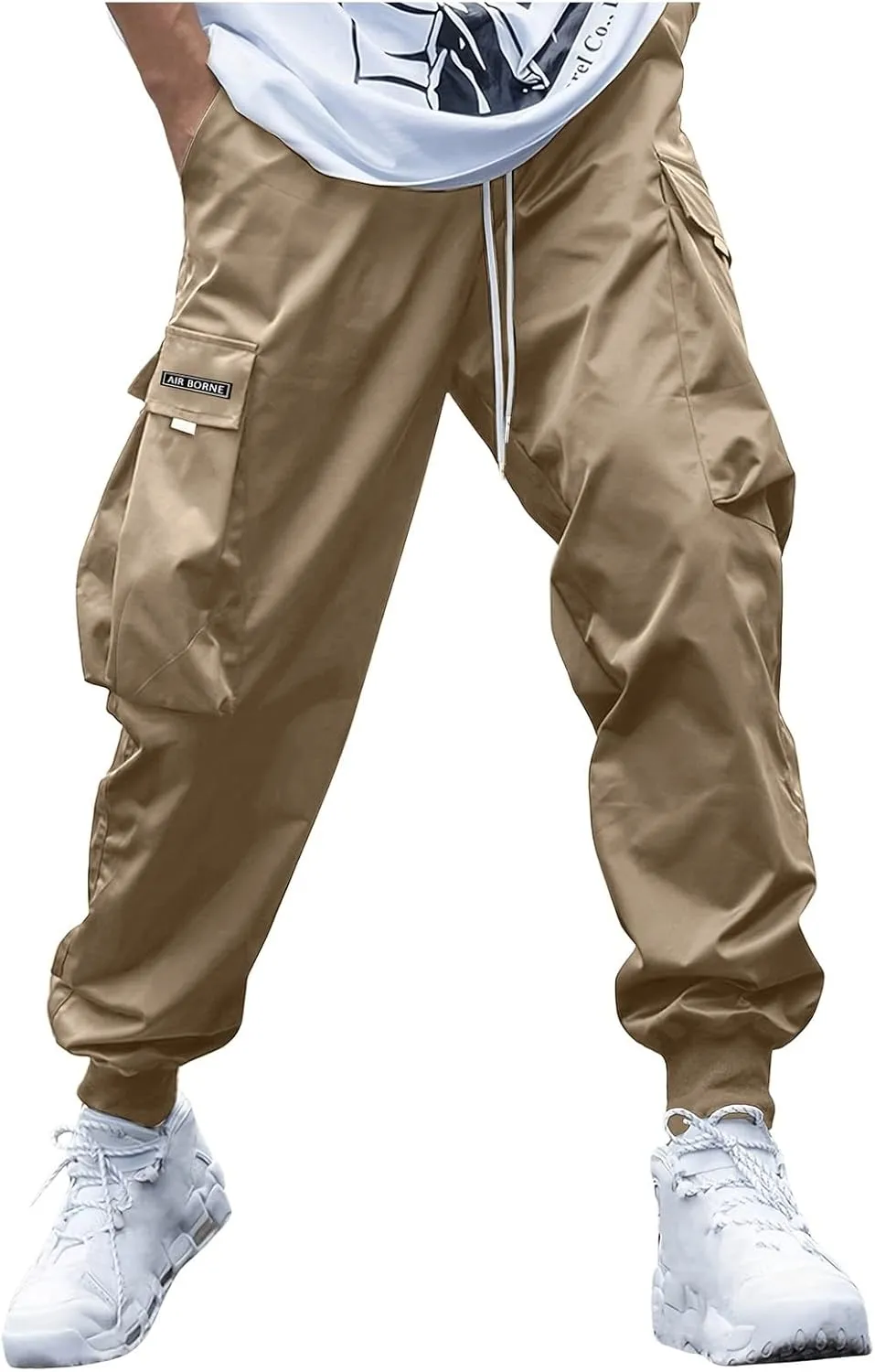 Men's Joggers Pants Casual Baggy Cotton Drawstring Tapered Sweatpants Cargo Hippie Loose Fit Trousers with Pockets