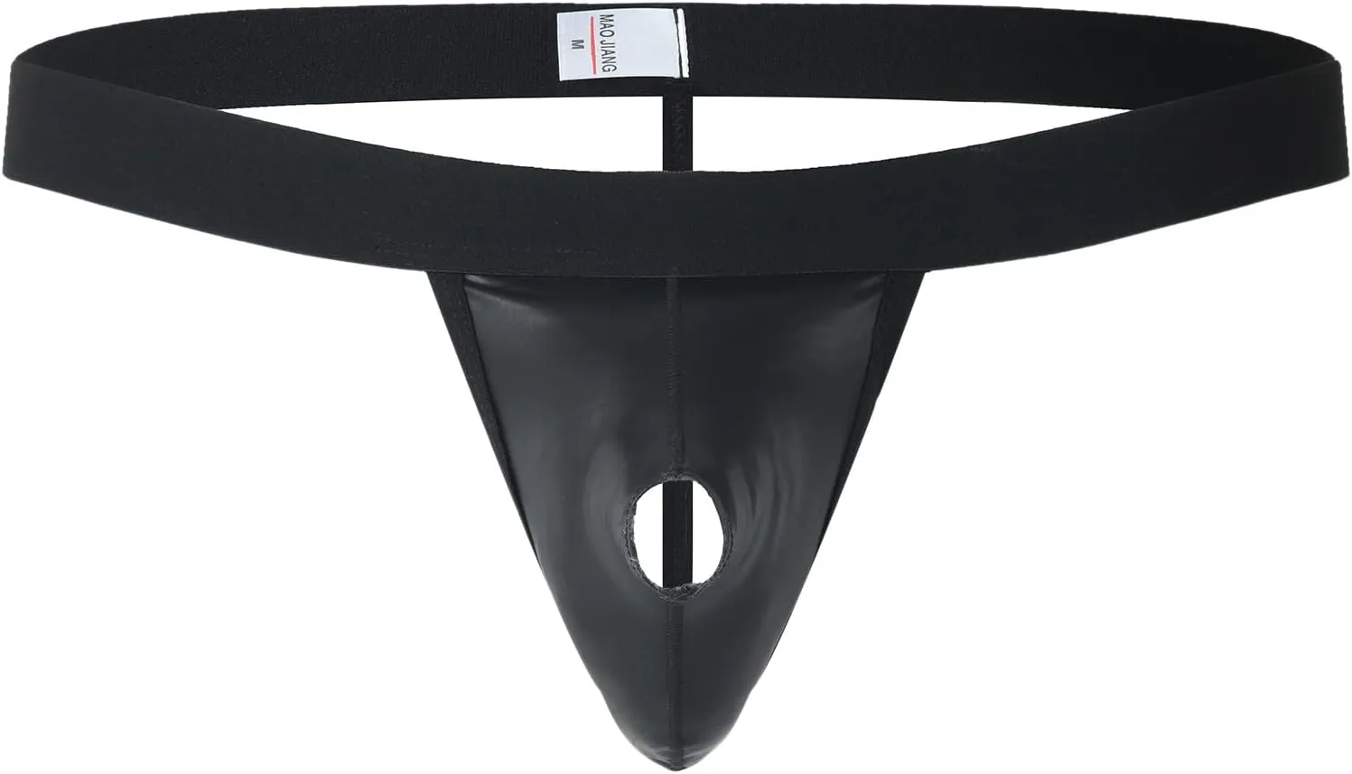 Mens Leather Thongs Underwear Sexy Low Rise Hollow Out Jock Strap Underpants Breathable Clubwear Erotic Lingerie