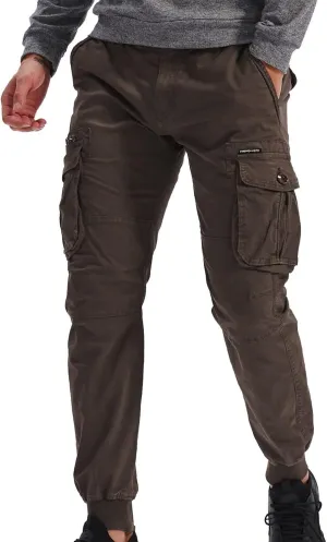 Mens Linen Pants Drawstring Buckle Zipper Cargo Pants Multi Pockets Solid Beam Feet Athletic Sweatpants Outdoor